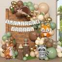 167Pcs Woodland Animals Baby Shower Decorations, Woodland Balloon Garland Arch Kit with Welcome Baby Banner Sage Green Brown Neutral Forest Animal Foil Balloons for Forest Safari Jungle Party Supplies