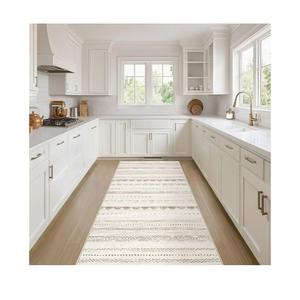 Nakagishi Runner Rug Kitchen Washable Rugs: 2x6 Non-Slip Boho Soft Modern Stain Resistant Indoor Floor Neutral Farmhouse Throw Carpet for Hallway Bathroom Laundry Room Entryway Bedroom- Beige