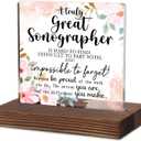 Sonographer Appreciation Gift, Acrylic Desk Sign with Rustic Wood Base, Thoughtful Gift for Ultrasound Techs Retirement Birthday Recognition Farewell Promotion Congratulation Decor KAC232