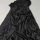 Memoriesea Women's Plus Size Satin Sexy One Shoulder High Split Cocktail Wedding Party Maxi Dress (Large, Black)