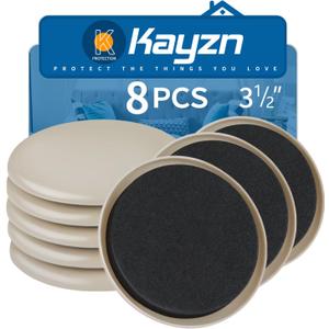 Furniture Sliders 8pcs 3 1/2 inch - Heavy Duty Reusable Round Sliders for Moving Furniture on Carpet, Easily Move Couches/Beds/Armoires