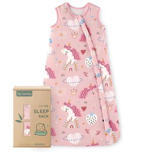 Yoofoss Rayon Made from Bamboo Baby Sleep Sack 0-6 Months 1.0 Tog Baby Wearable Blanket, Super Soft Infant Toddler Sleeping Sack 2-Way Zipper (Unicorn)