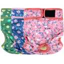Langsprit Washable Female Dog Diapers - Doggie Reusable Diapers for Doggy Puppy Female in Period - Highly Absorbent Dog Heat Panties Flower - 1 L