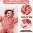 Newborn Baby Bear Outfit With Fold-Over Mittens and Footies Girls Boys Winter Fleece Clothes Hooded Romper Snowsuit (3-6 Months, Pink)