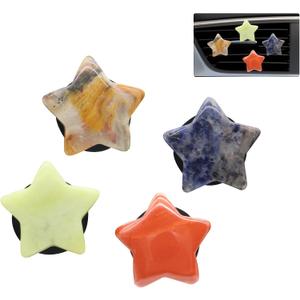 ORIESSE Boho Car Decor,4pcs Stars Car Air Freshener Vent Clips,Natural Stone Crystals Air Vent Clips,Hippie Decorations Accessories for Women,Best Wishes for Lover Friends