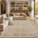 Schweek 8x10 Washable Area Rugs Khaki Vintage Carpet Non Slip for Bedroom