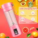 Portable Personal Blender for Shakes and Smoothies with 6 Blades, 380ml Fresh Juice Blender with Rechargeable USB Port