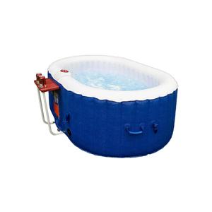 ALEKO Inflatable Hot Tub Spa | Personal High Powered Jetted Bubble | with Drink Tray, Fitted Cover and 3 Filter Cartridges | 145 Gallon | 2 Person | Oval | Blue | HTIO2BLD