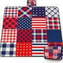 Poedist Extra Large Picnic Blanket Waterproof,60"x 80"Foldable Machine Washable Beach Blanket,Outdoor Blanket for 6-8 Adults,Suitable for Crawling,Park Beach,Camping,Hiking,Family (Dark Blue Red)