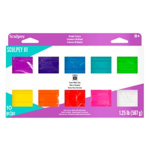 Sculpey III 10 Bright Colors of Polymer Oven-Bake Clay, Non Toxic,1.25 lbs., great for modeling, sculpting, holiday, DIY, mixed media and school projects. Perfect for kids and beginners!