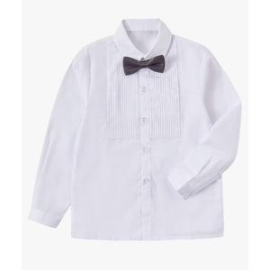 Boys Shirts for Kids White Long Sleeve Dress Shirts for Birthday Boy Western Shirt 14y
