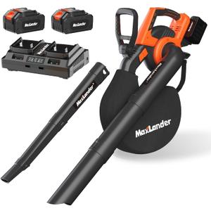 MAXLANDER Cordless Leaf Blower & Vacuum with Bag, 3-in-1 Brushless Battery Powered Leaf Vacuum Mulcher 40V 170MPH 360CFM 5 Speeds Leaf Blowers for Lawn Care 2x4.0Ah Battery & Charger Included