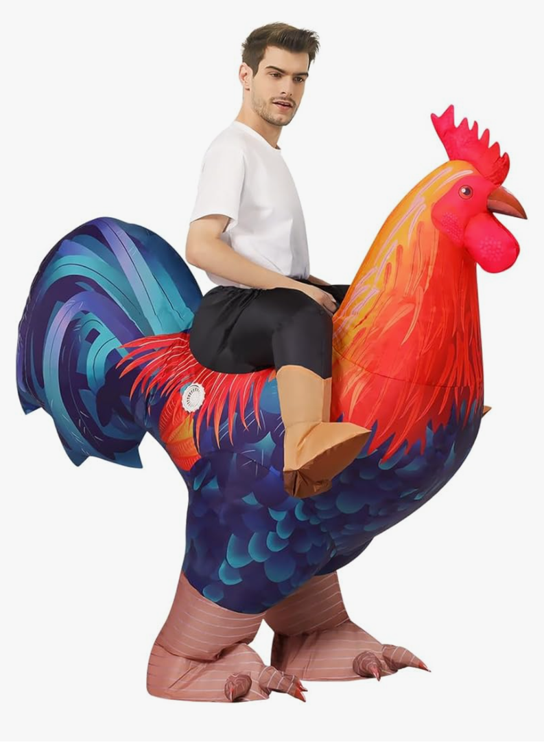 COMIN Inflatable Chicken Costume Rooster Adult Suit Funny Cosplay Halloween Costume for Men Women Birthday Christmas, Size: 63