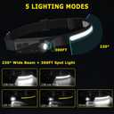 Rechargeable Headlamp 3PCS, 230 Wide Beam Head Lamp, Motion Sensor LED Headlamp Rechargeable, 5Mode Bright Headlamps for Adults, Head Lights for Forehead, Hard Hat Headlight, Camping Essentials Gear