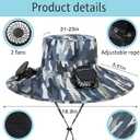 Solar Fan Hat for Men, Wide Brim Solar Fan hat,hat with Solar Fans Built in, Outdoor hat with Fans (XX-Large, Camouflage)