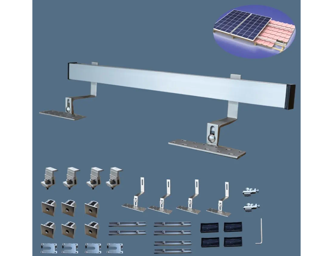 Solar Panel Mounting Bracket Kit System to Metal Roof Sloped or Flat Pitched Tile Shingle Roofs for 1-2pcs Solar Panels with End Cap