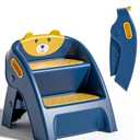 Folding Toddler Step Stool for Bathroom and Potty Training,Anti-Slip, Anti-Tip A-Frame Design with 10-Second Setup-Potty 2 Step Stool for Kids