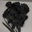 12 Pcs Black Roses Artificial Flowers with Long Stem, Faux Silk Rose Bouquet Realistic Lifelike Fake Floral Bundles for Halloween Valentine's Day Wedding Party Table Centerpiece Decor, Small