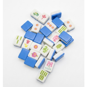 Soulchen American Mahjong Tiles Accessories Set 160 Pieces 1.2 Inches American Mahjong Tiles Game Set with Waterproof PVC Clear Zippered Storage Holder Bag for Game Lover Gift (Light Blue)