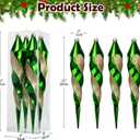 11.8" Green Christmas Icicle Ornament Balls Shatterproof Final Drop Ornaments for Tree Decorations Christmas Teardrop Ornaments 4 Set Glitter Swirl Drop Hanging Ornament for Xmas Holiday Party