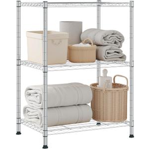 Land Guard Height-Adjustable Chrome Storage Racks and Shelving, 3-Tier Wire Shelf, Metal Rack Shelving, Narrow Storage Rack for Laundry Bathroom Kitchen Pantry Closet (16L x 12W x 30H) (16L x 12W x 30H3-Tier)