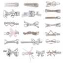 20Pcs Metal Heart Hair Clips Aesthetic Hair Barrettes with Iron Alligator Star Bow Alloy Silver Elegant Decorative Headwear Bobby Pins Accessories for Long Short Party Hairstyle DIY Decor