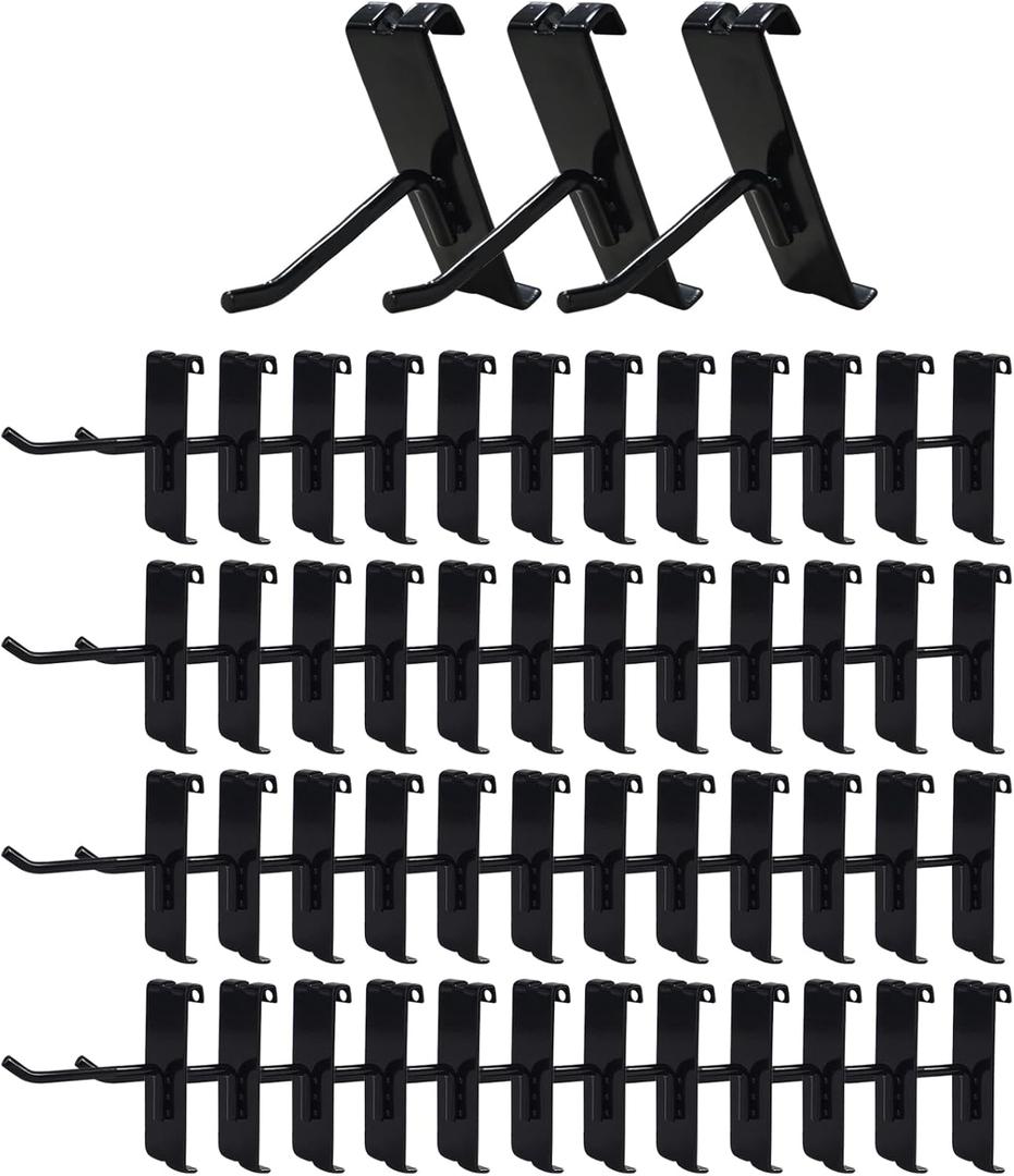 Gridwall Hooks 2 Inch,50PC Display Hooks for Grid Wall, Heavy Duty Gridwall Hook for Grid Wall Panel, Gridwall Peg Hook,Black