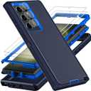 for Samsung Galaxy S23 Ultra Case, with 2Pcs [Self Healing Flexible TPU Screen Protector & Camera Lens Protector] Military Grade 3 in 1 Heavy Duty Case for Galaxy S23 Ultra 5G (Navy Blue)