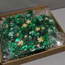 3 Pcs St. Patrick's Day Shamrock Tinsel Wreath 15.4" Large Irish Green Gold Lucky Clover Garland with Decorative Balls Thick Tinsel Hanging Decor for Front Door Outdoor Home Wall Window