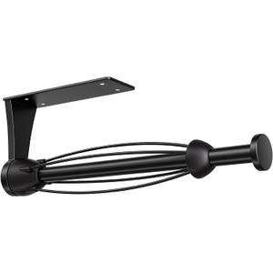 Paper Towel Holder Under Cabinet, Single Hand Operable Wall Mount with Damping Effect, Self-Adhesive or Drilled for Kitchen Bathroom, Black