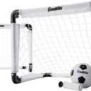 Franklin Sports Kids Mini Soccer Goal Set - Backyard/Indoor Mini Net and Ball with Pump - 22" x 17" Goal Size, White/Black