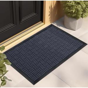 Mibao Front Door Mat, Heavy Duty Durable Welcome Mat for Outdoor Indoor, Dirt Trapper Waterproof Super Absorbent Door Mat for Entryway Outside Patio Porch, 48" x 24", Navy