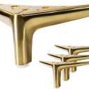 4-inch Brushed Gold Furniture Legs, Legs for Furniture Set of 4 Modern Furniture Feet Metal Table Legs for Cabinet Sofa Couch Chair Bed Dresser Wardrobe Risers DIY Replacement