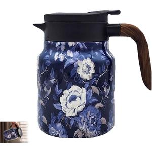35 Oz Vintage Floral Tea Pot with Infuser,Insulated Stainless Steel Loose Leaf Teapot,6-12 Hour Hot/Cold Retention, Portable for Travel