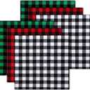 Tatuo 6 Pieces Christmas Plaid Cotton Fabric 20 x 20 Inch, Buffalo Plaid Fat Quarters Bundles for Sewing Patchwork, Christmas DIY Craft, 3 Style