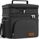 HOTOR Insulated Lunch Box for Men & Women - Leak-Proof Cooler Lunch Bag with 4 Pockets, Adjustable Strap, Ideal for Work, Picnic, Travel - Black, 2 Layers, Large, 11.81"7.87"13.39"