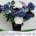 Artificial Flowers Combo Box, Navy Blue DIY Fake Silk Flowers Set Decor with Stems for Roses Wedding Party Centerpieces Bridal Bouquets Cake Decorations Arrangements Indoor Outdoor