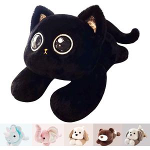 uoozii 20" | 4 Pounds Black Cat Weighted Stuffed Animals with Unscented Microwavable Heating Pad, Cute Coolable Heatable Weighted Plush Warm Gift for Kids & Adults