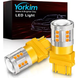 Yorkim 3157 LED Bulb Amber, high brightness 3156 led bulb amber with projector 3057 3056 3457 4157 bulb led Replacement Lamp for Turn Signal Blink Lights, pack of 2