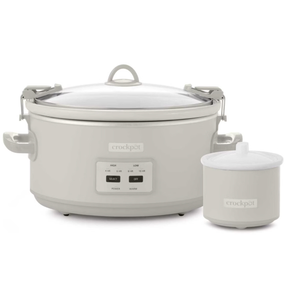Crock-Pot Designer Series 7qt Slow Cooker with Bonus Little Dipper Mushroom: 4 Settings, Stoneware, Stainless Steel, Keep Warm
