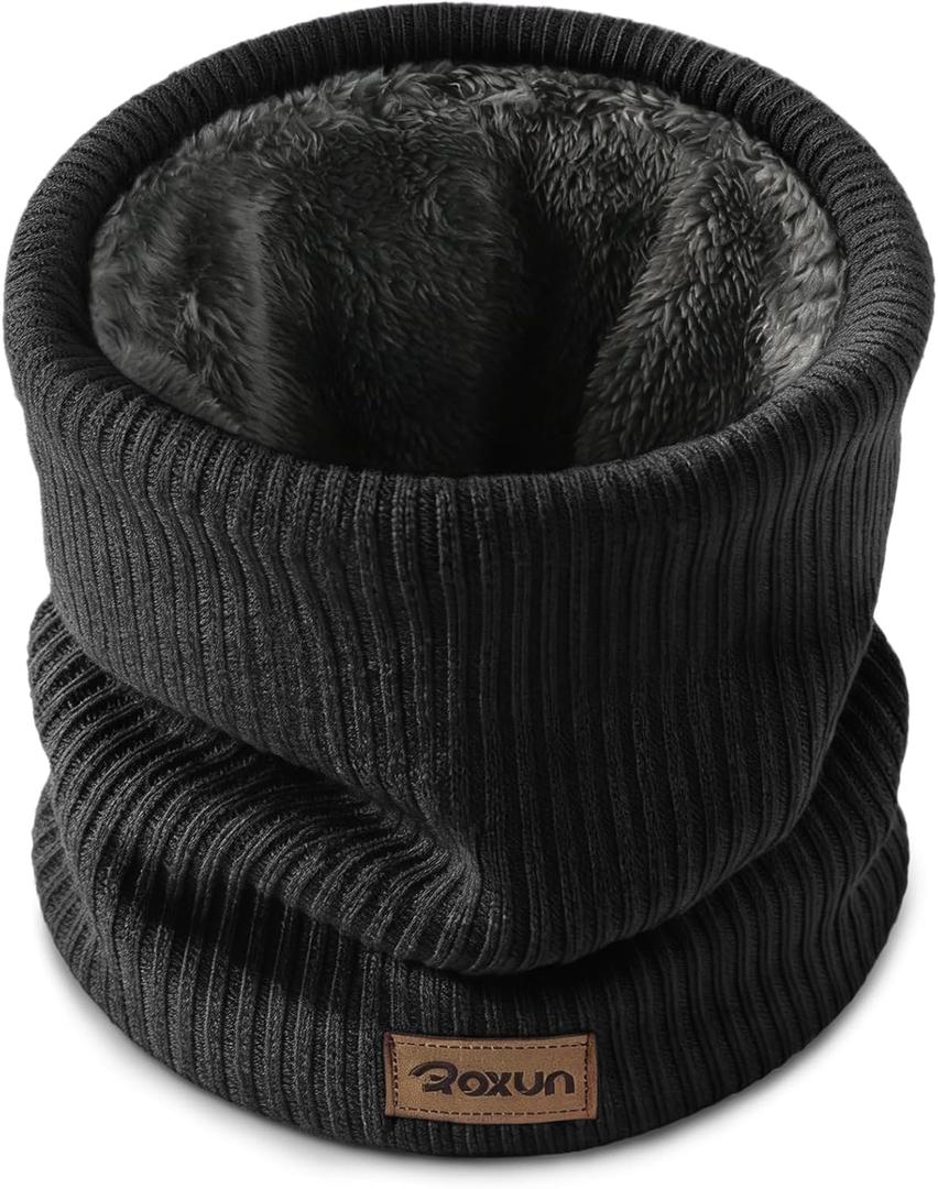 2 x ROXUN Winter Neck Gaiter, Neck Warmer Cover Ski Gaiters for Men/Women Fleece Thick Elegant Stylish