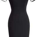 HOMEYEE Women's Retro Chic Colorblock Lapel Career Tunic Dress, Size Small