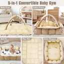 5-in-1 Plush Baby Play Gym, Baby Play Mats, Convertible Baby Gym, Tummy time mat, 6 Sensory Toys, Activity Center, Ball Pit, Cream