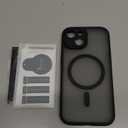 TOCOL for iPhone 15 Case, Full Camera Protection, Built-in Magnetic Ring, Compatible with Magsafe, Drop Protection, Translucent Matte Phone Case for iPhone 15 6.1 inch (Deep Black)