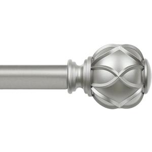 Curtain Rod 48 to 84 Inch, HOTOZON Heavy Duty Curtain Rods for Windows, Telescoping Single Drapery Rod with Netted Texture Finials, Antique Silver
