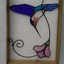 Multicolor Hummingbird Handmade Stained Glass Suncatcher Genuine Stained Glass Window Hangings Unique Indoor Ornament & Outdoor Decor (Blue Hummingbird)