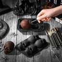 2 Set Halloween Skull Mold Kits 8 Cavity Silicone 3D Skull Baking Pans Cake Mold & 24 Wooden Skewers Bakeware for Halloween Ice Cupcake Chocolate Candy Apple Pizza Jelly Candy Pudding