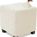 NeColorLife Small Ottoman Cover Square, Stretch Square Ottoman Covers Slipcover, Soft Knitted Jacquard Cover for Storage Stool, Footstool Protector for Living Room,Beige,1PC