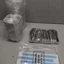 Sliner 100 Pcs 10 oz Mini Cake Pans with Lids Aluminum Foil Disposable Ramekins Mini Cake Cups with Spork Sticker Square Cupcake Cups Baking Tins for Kitchen Party Wedding Birthday(Silver)