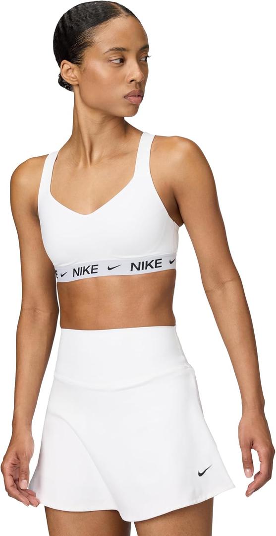 Nike Women's Indy High Support Padded Adjustable Sports Bra, White/Stone Mauve/Black, X-Large